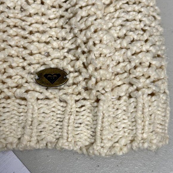 Roxy Sweater Womens Sz S Ivory Open Knit Beach Good Day Sunshine Cotton Pullover - Picture 5 of 9